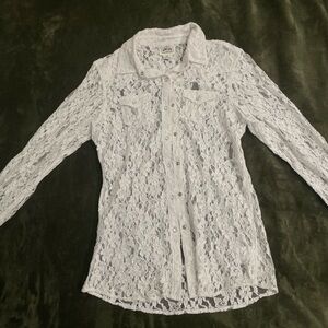 Ariat vintage white lace top with pearl snaps